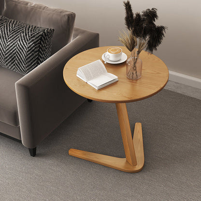 Modern Minimalist Round Rubberwood Side Table 1-Tier For Living Room