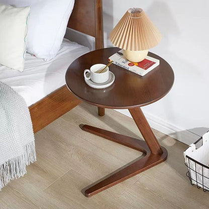 Modern Minimalist Round Rubberwood Side Table 1-Tier For Living Room