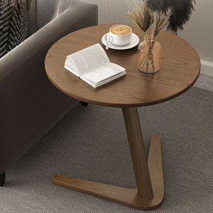 Modern Minimalist Round Rubberwood Side Table 1-Tier For Living Room
