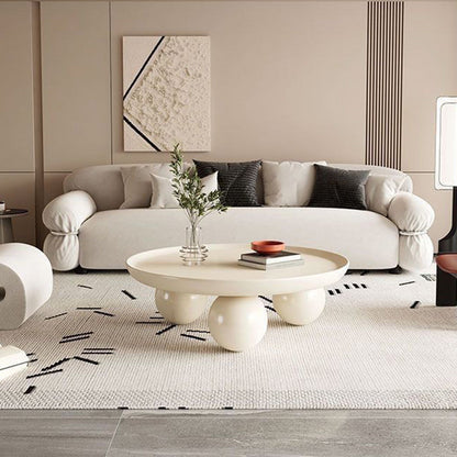 Modern Minimalist Round Iron Coffee Table 1-Tier For Living Room