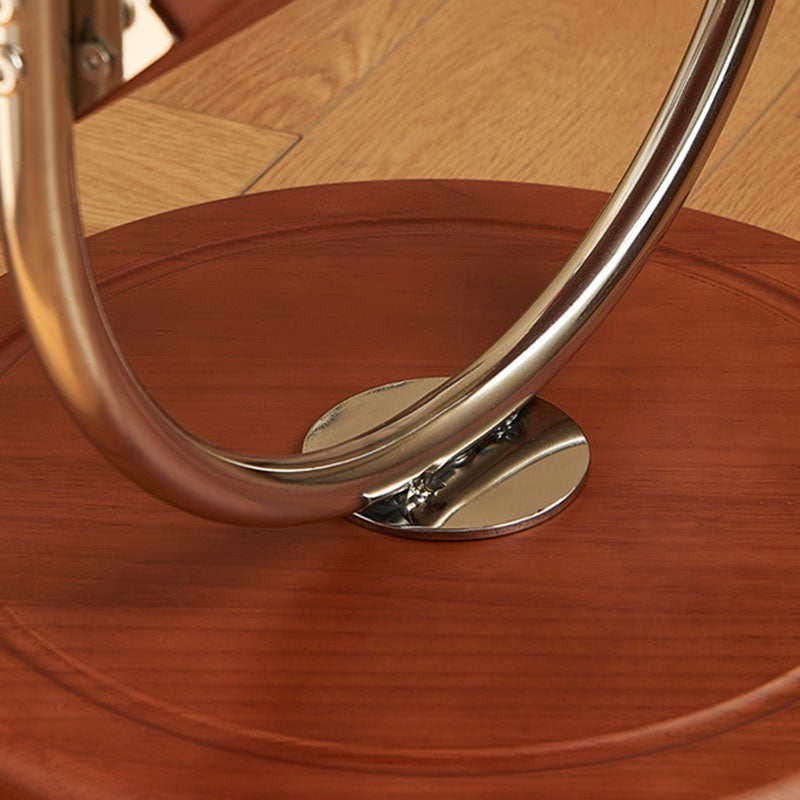Traditional Vintage Square Ash Wood Stainless Steel Side Table 1-Tier For Living Room