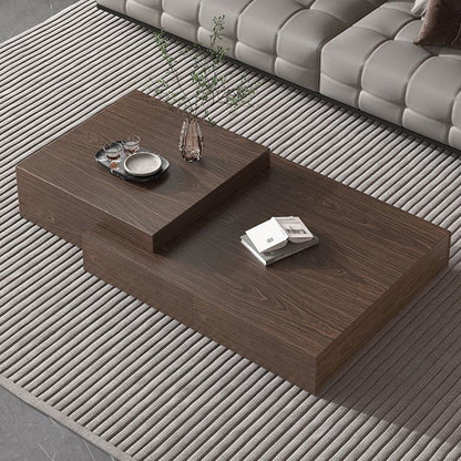 Modern Minimalist Rectangle Sintered Stone Solid Wood Multi-layer Board Coffee Table 4-Drawer For Living Room