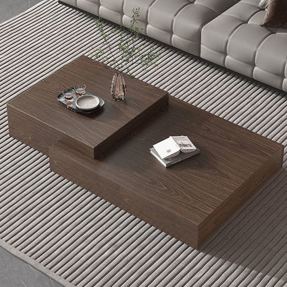 Modern Minimalist Rectangle Sintered Stone Solid Wood Multi-layer Board Coffee Table 4-Drawer For Living Room