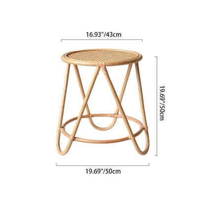 Contemporary Simplicity Round Rattan Weaving End Table 1-Tier For Living Room