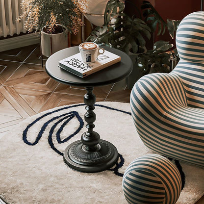 Contemporary Scandinavian Round Iron Side Table 1-Tier For Living Room