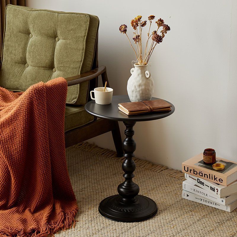 Contemporary Scandinavian Round Iron Side Table 1-Tier For Living Room