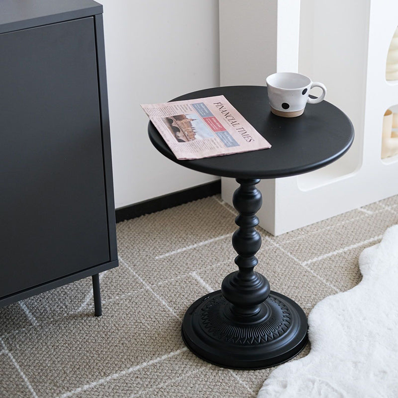 Contemporary Scandinavian Round Iron Side Table 1-Tier For Living Room