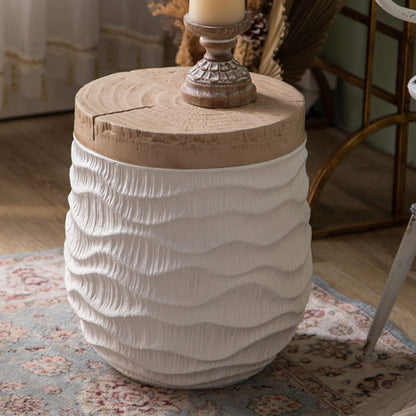 Modern Art Deco Round Magnesium Oxide Side Table 1-Tier For Living Room