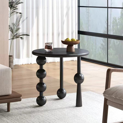 Modern Art Deco Round Solid Wood End Table 1-Tier For Living Room