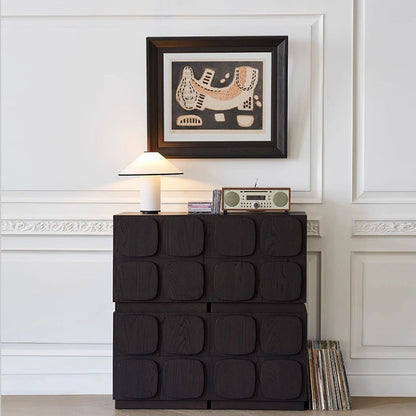Modern Art Deco Square Rubberwood Stackable Nightstand 2-Drawer For Bedroom