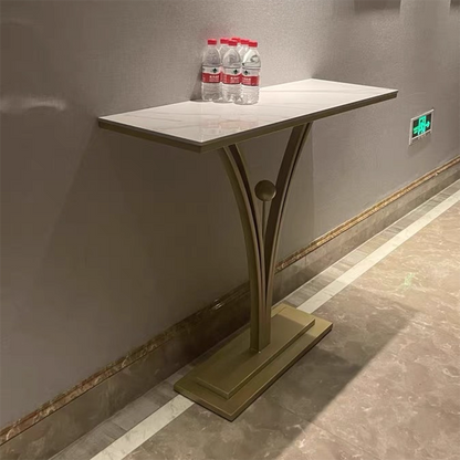 Modern Minimalist Rectangular Sintered Stone Stainless Steel Console Table 1-Tier For Entryway