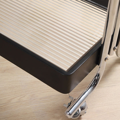 Modern Minimalist Rectangular Rubberwood Glass Stainless Steel Movable Side Table 2-Tier For Living Room