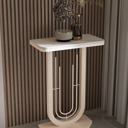 Modern Minimalist Rectangular Sintered Stone Carbon Steel Console Table 1-Tier For Entryways