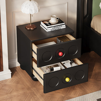 Traditional Vintage Rectangular Rubberwood Solid Wood Multi-layer Board Nightstand 2-Drawer For Bedroom