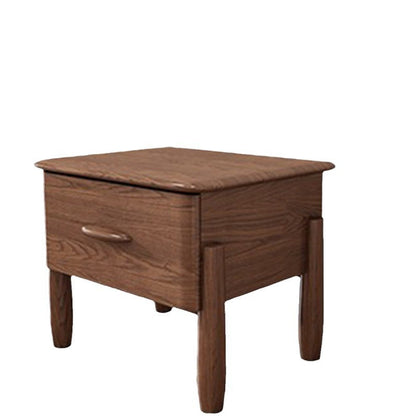 Contemporary Scandinavian Square Ash Wood Solid Wood Multi-layer Board Nightstand 1-Drawer For Bedroom
