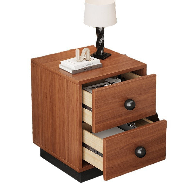 Contemporary Scandinavian Rectangular Solid Wood Multi-layer Board Pine Wood Nightstand 2-Drawer For Bedroom