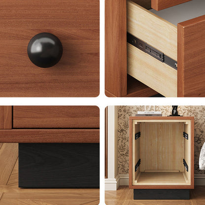 Contemporary Scandinavian Rectangular Solid Wood Multi-layer Board Pine Wood Nightstand 2-Drawer For Bedroom