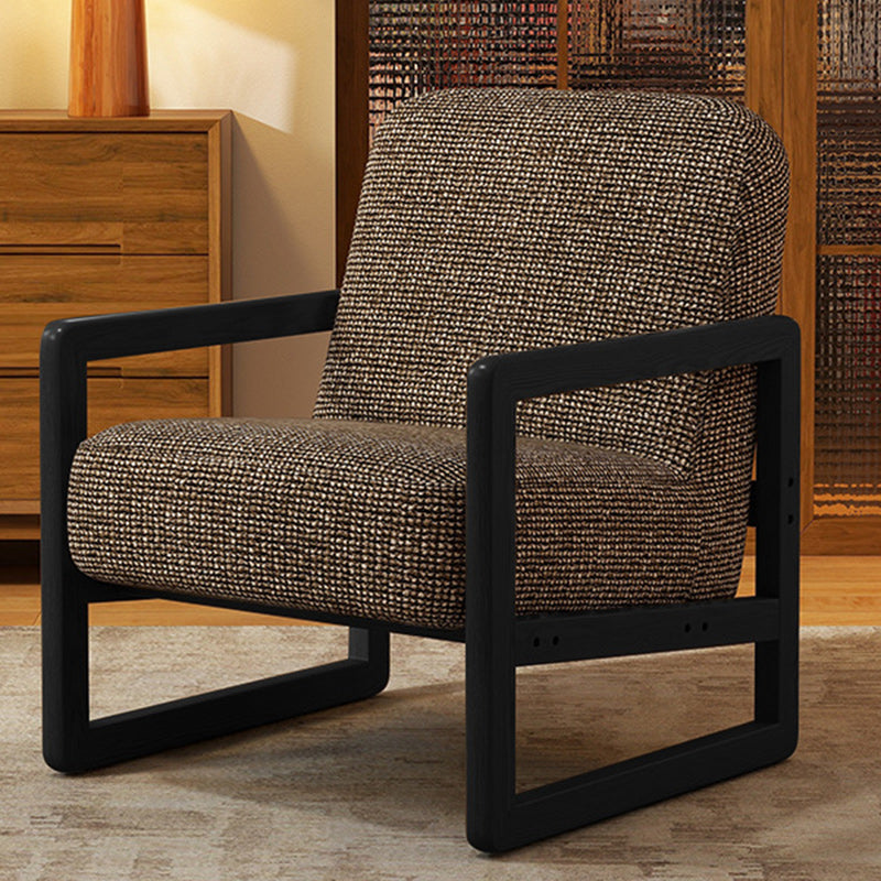 Traditional Vintage Fabric Lamb Fleece Solid Wood Multi-layer Board Sponge Curved Accent Chair Backrest Armrest For Living Room