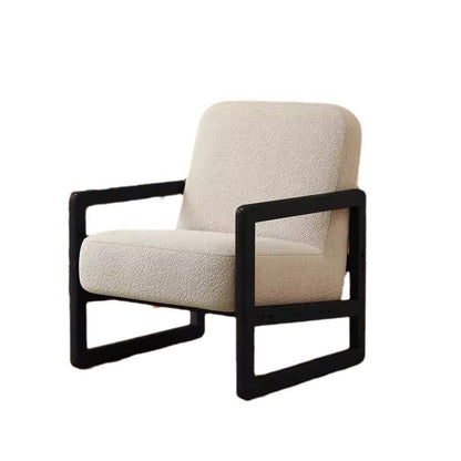 Traditional Vintage Fabric Lamb Fleece Solid Wood Multi-layer Board Sponge Curved Accent Chair Backrest Armrest For Living Room