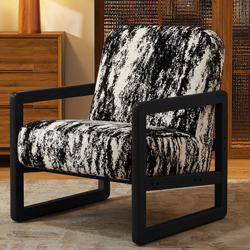Traditional Vintage Fabric Lamb Fleece Solid Wood Multi-layer Board Sponge Curved Accent Chair Backrest Armrest For Living Room