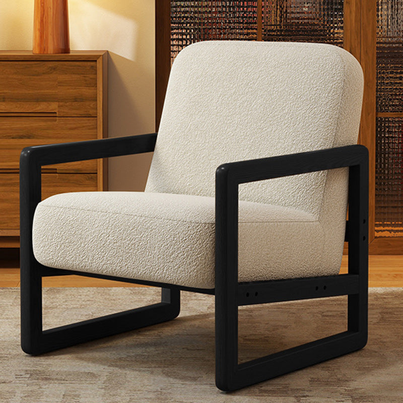 Traditional Vintage Fabric Lamb Fleece Solid Wood Multi-layer Board Sponge Curved Accent Chair Backrest Armrest For Living Room