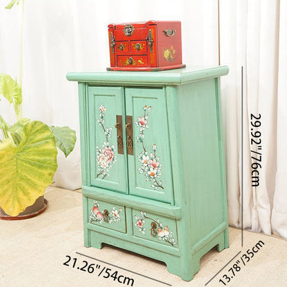 Traditional Vintage Rectangular Elm Wood Elm Wood Multi-layer Board Storage Cabinet 2-Drawer For Bedroom