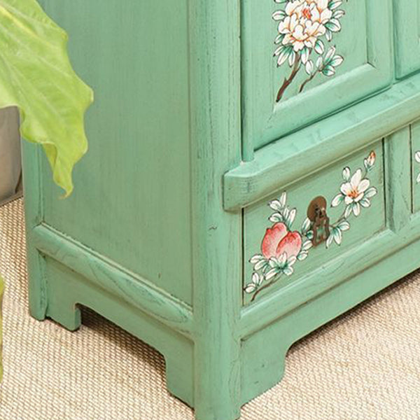 Traditional Vintage Rectangular Elm Wood Elm Wood Multi-layer Board Storage Cabinet 2-Drawer For Bedroom