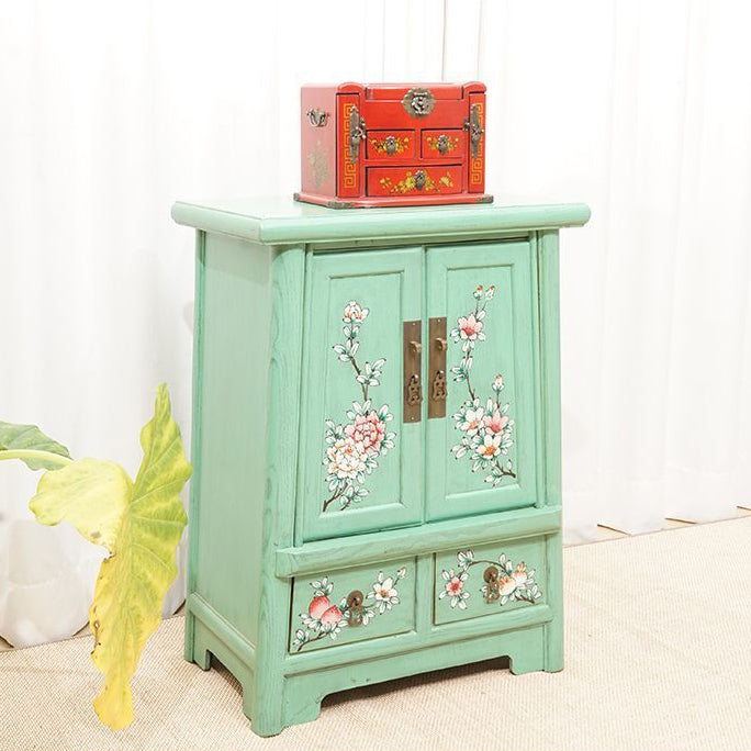 Traditional Vintage Rectangular Elm Wood Elm Wood Multi-layer Board Storage Cabinet 2-Drawer For Bedroom