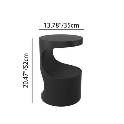 Contemporary Scandinavian Round Carbon Steel Side Table 2-Tier For Living Room
