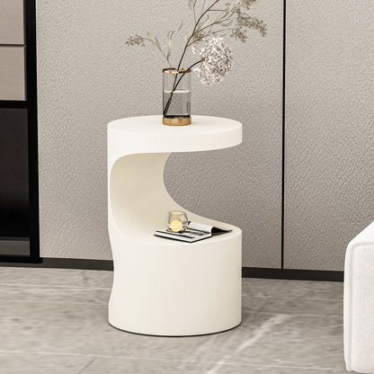 Contemporary Scandinavian Round Carbon Steel Side Table 2-Tier For Living Room
