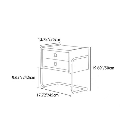 Traditional Vintage Rectangle Pine Wood Rubberwood Solid Wood Multi-layer Board Stainless Steel Nightstand 2-Drawer For Bedroom