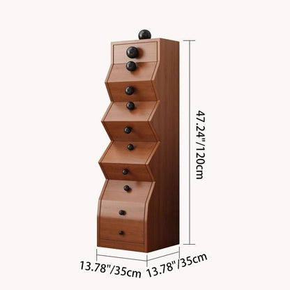 Modern Minimalist Square Rubberwood Storage Cabinet 5-Drawer For Bedroom