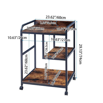 Modern Minimalist Rectangular MDF Iron Movable Reversible Middle Shelf Side Table 3-Tier For Living Room