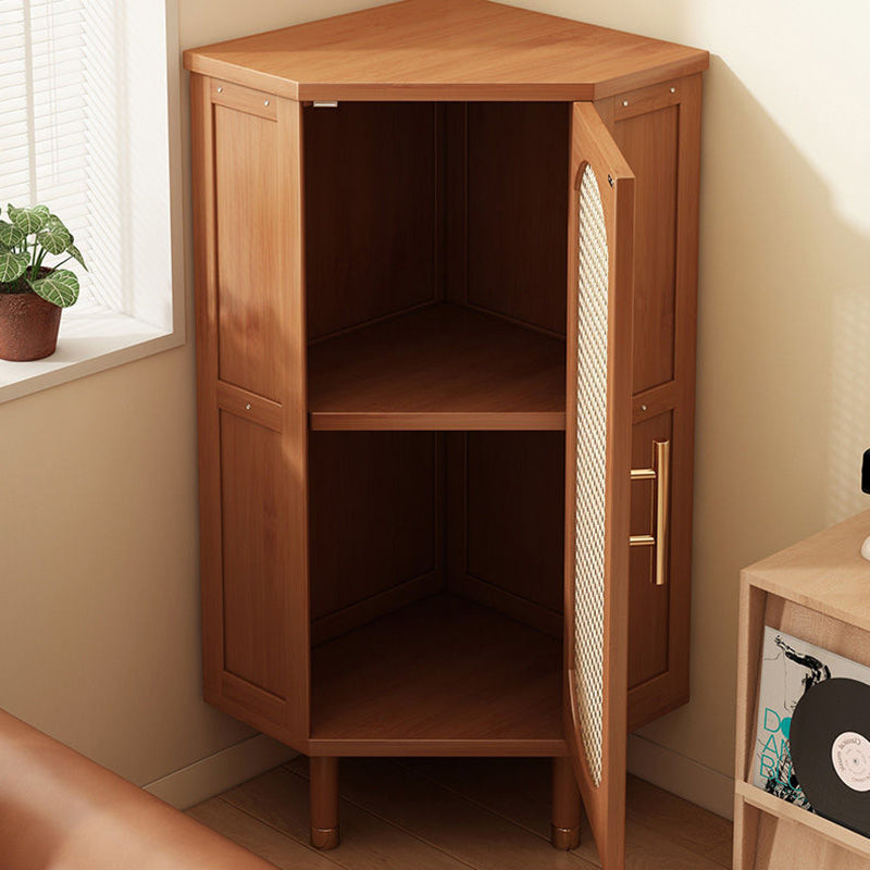 Modern Minimalist Triangle Rectangular Bamboo Glass Plastic Weaving Corner Storage Cabinet 1-Drawer For Bedroom