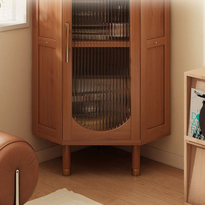 Modern Minimalist Triangle Rectangular Bamboo Glass Plastic Weaving Corner Storage Cabinet 1-Drawer For Bedroom