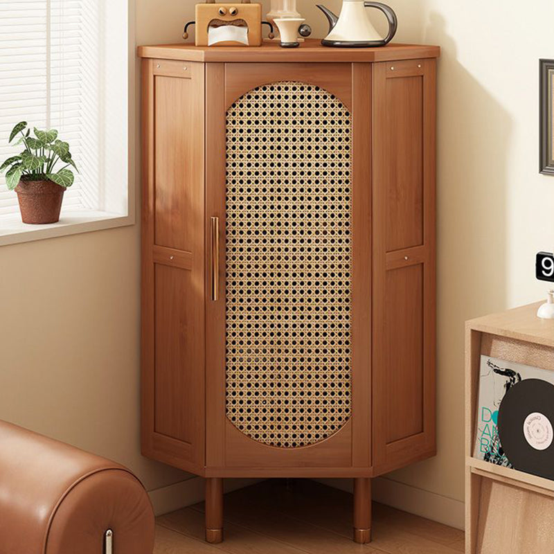 Modern Minimalist Triangle Rectangular Bamboo Glass Plastic Weaving Corner Storage Cabinet 1-Drawer For Bedroom