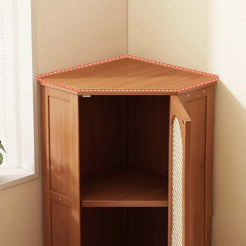 Modern Minimalist Triangle Rectangular Bamboo Glass Plastic Weaving Corner Storage Cabinet 1-Drawer For Bedroom