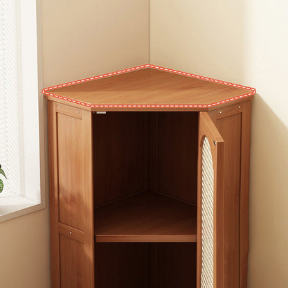 Modern Minimalist Triangle Rectangular Bamboo Glass Plastic Weaving Corner Storage Cabinet 1-Drawer For Bedroom