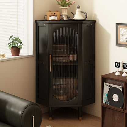Modern Minimalist Triangle Rectangular Bamboo Glass Plastic Weaving Corner Storage Cabinet 1-Drawer For Bedroom