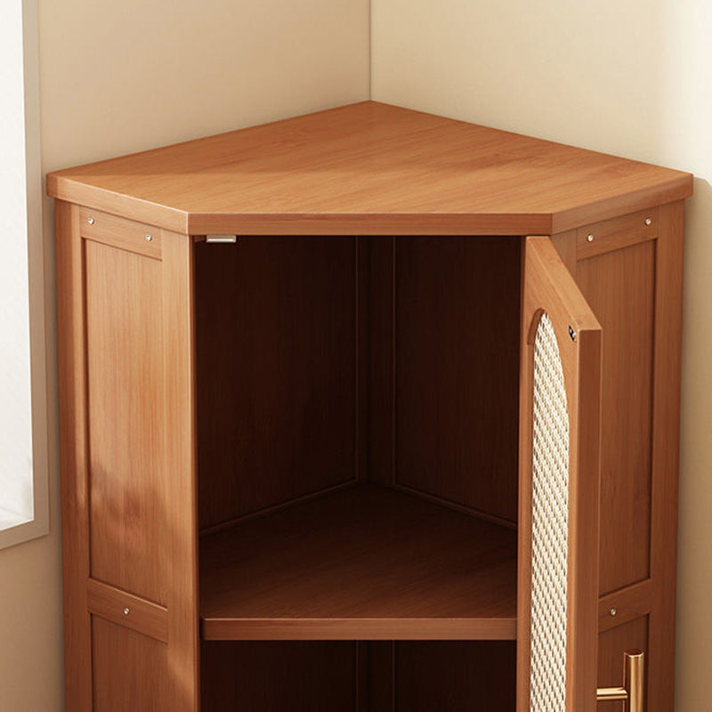 Modern Minimalist Triangle Rectangular Bamboo Glass Plastic Weaving Corner Storage Cabinet 1-Drawer For Bedroom