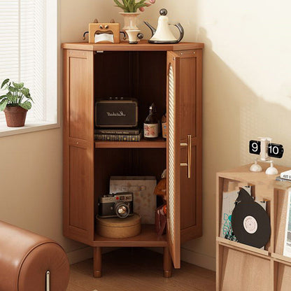 Modern Minimalist Triangle Rectangular Bamboo Glass Plastic Weaving Corner Storage Cabinet 1-Drawer For Bedroom