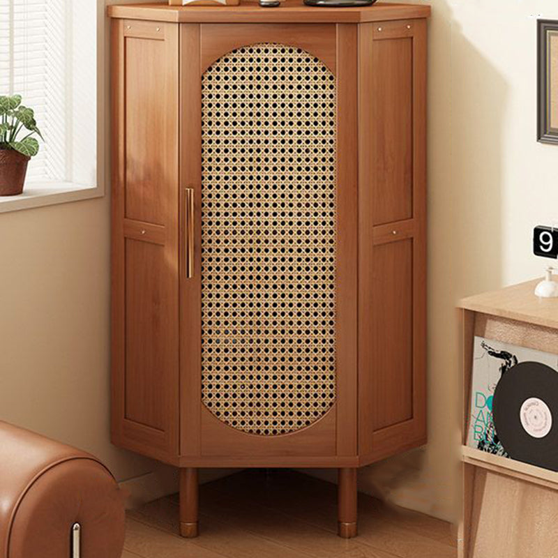 Modern Minimalist Triangle Rectangular Bamboo Glass Plastic Weaving Corner Storage Cabinet 1-Drawer For Bedroom