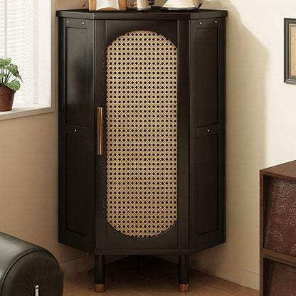 Modern Minimalist Triangle Rectangular Bamboo Glass Plastic Weaving Corner Storage Cabinet 1-Drawer For Bedroom