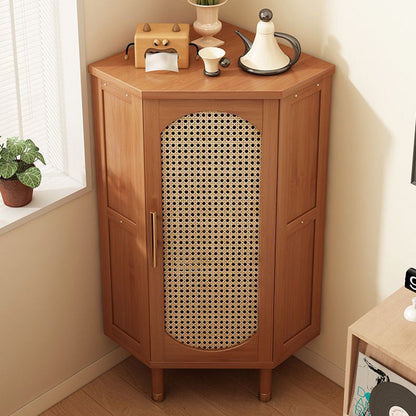 Modern Minimalist Triangle Rectangular Bamboo Glass Plastic Weaving Corner Storage Cabinet 1-Drawer For Bedroom