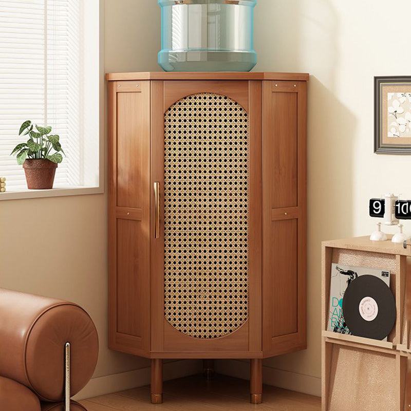 Modern Minimalist Triangle Rectangular Bamboo Glass Plastic Weaving Corner Storage Cabinet 1-Drawer For Bedroom