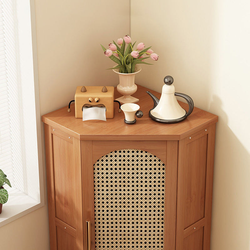 Modern Minimalist Triangle Rectangular Bamboo Glass Plastic Weaving Corner Storage Cabinet 1-Drawer For Bedroom