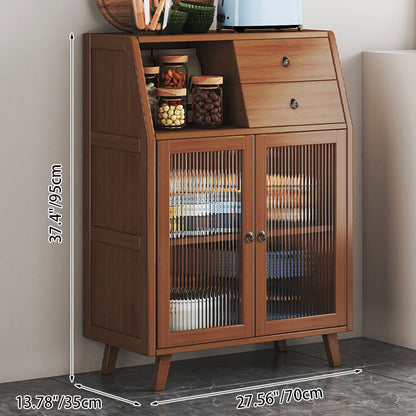 Contemporary Scandinavian Rectangular Bamboo Composite Board Acrylic Storage Cabinet 2-Drawer For Dining Room