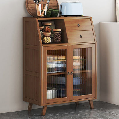 Contemporary Scandinavian Rectangular Bamboo Composite Board Acrylic Storage Cabinet 2-Drawer For Dining Room
