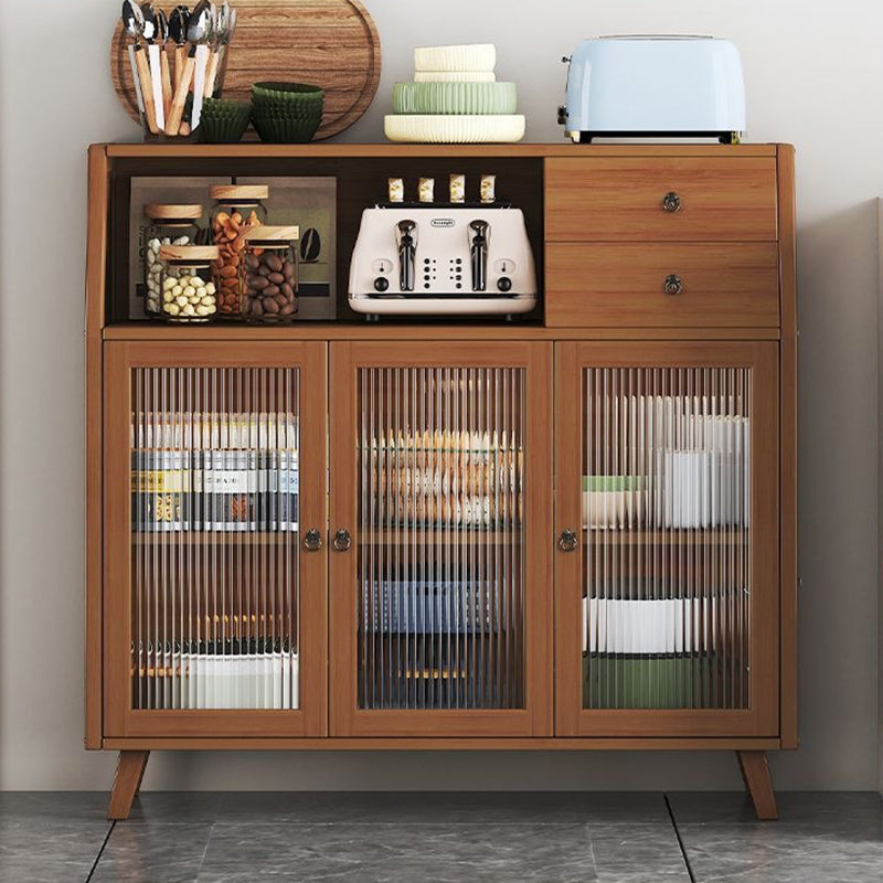 Contemporary Scandinavian Rectangular Bamboo Composite Board Acrylic Storage Cabinet 2-Drawer For Dining Room