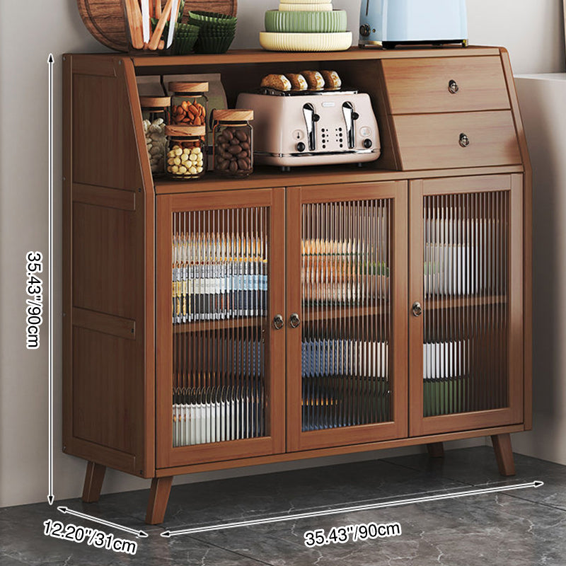 Contemporary Scandinavian Rectangular Bamboo Composite Board Acrylic Storage Cabinet 2-Drawer For Dining Room